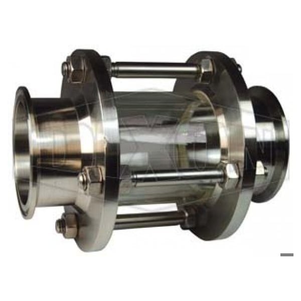 Sight Glass, In-Line, 6-1/2 in Sight Dia, 4 in, Clamp, 7-3/8 in L, 95 psi Working, 316L SS